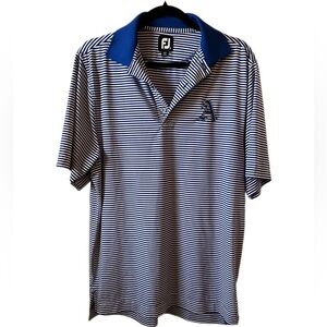 FootJoy Polo Blue and White Striped Golf Shirt Size Sm